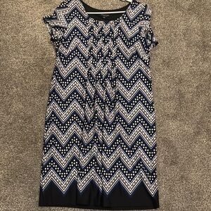 Perceptions Navy and White Chevron Dress